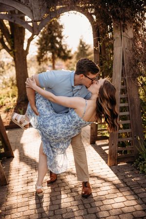 Engagement Photo shoot in the garden, with L.Ballenger Photography.