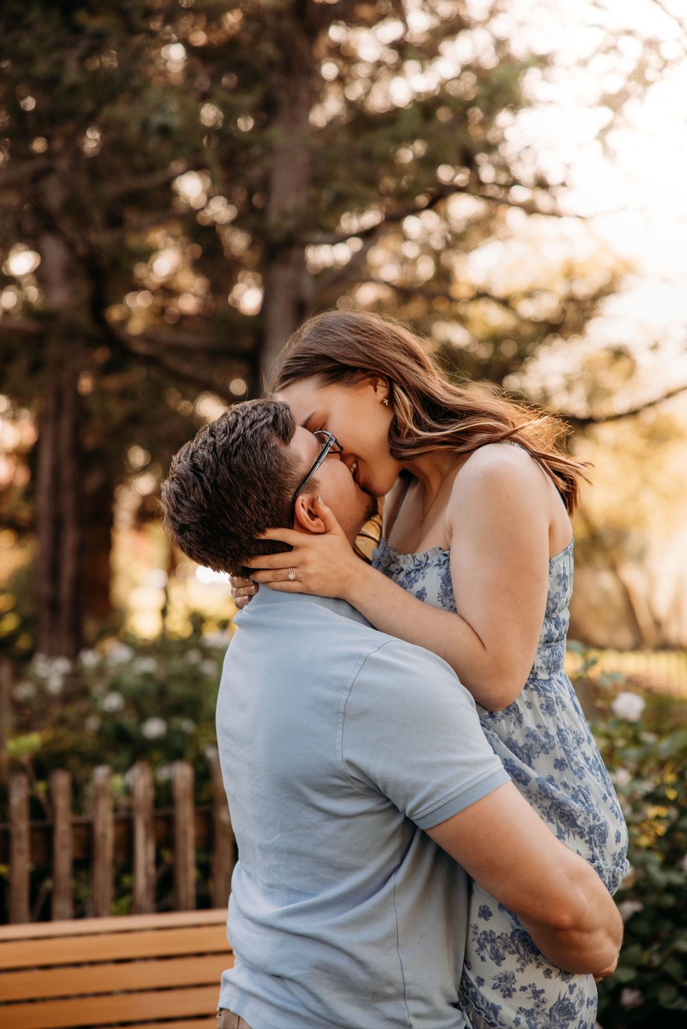 Engagement Photo shoot in the garden, with L.Ballenger Photography.