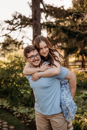 Engagement Photo shoot in the garden, with L.Ballenger Photography.