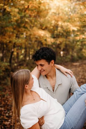 Engagement Photo Session in the fall woods