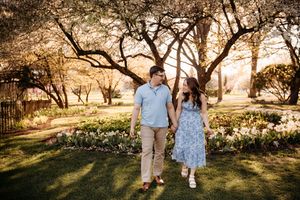 Engagement Photo shoot in the garden, with L.Ballenger Photography.