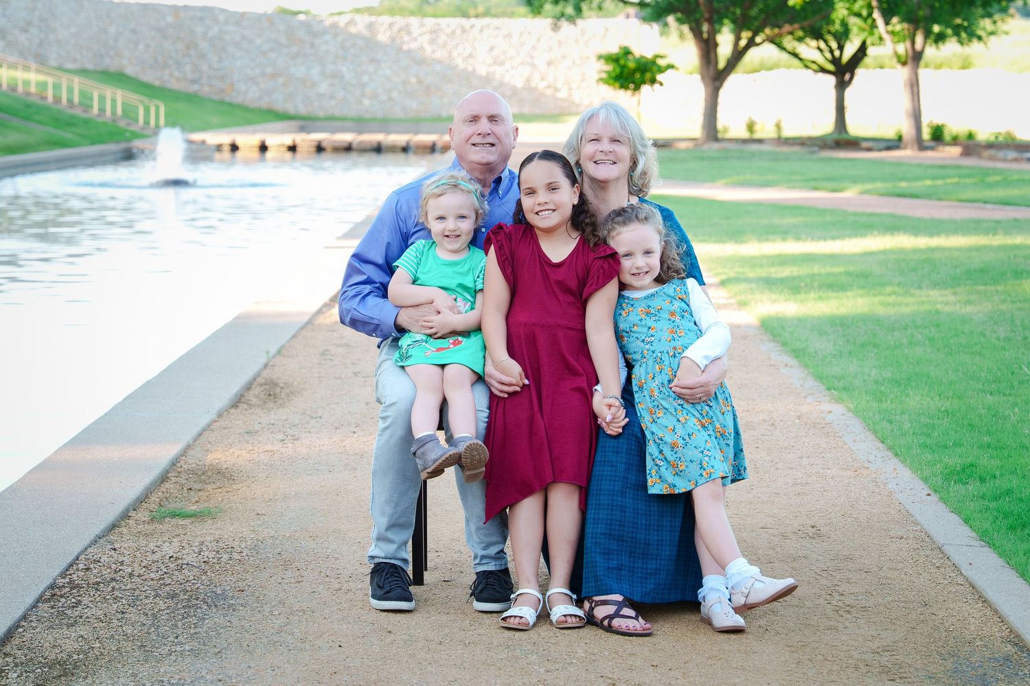 extended family photos celebrate father in law grandfather 80th birthday outdoors grandkids matching outfits Westlake Texas