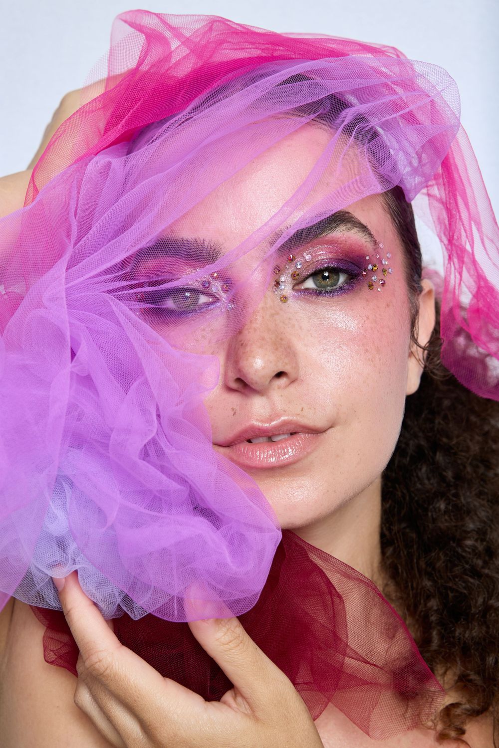 Model with bold, dramatic makeup