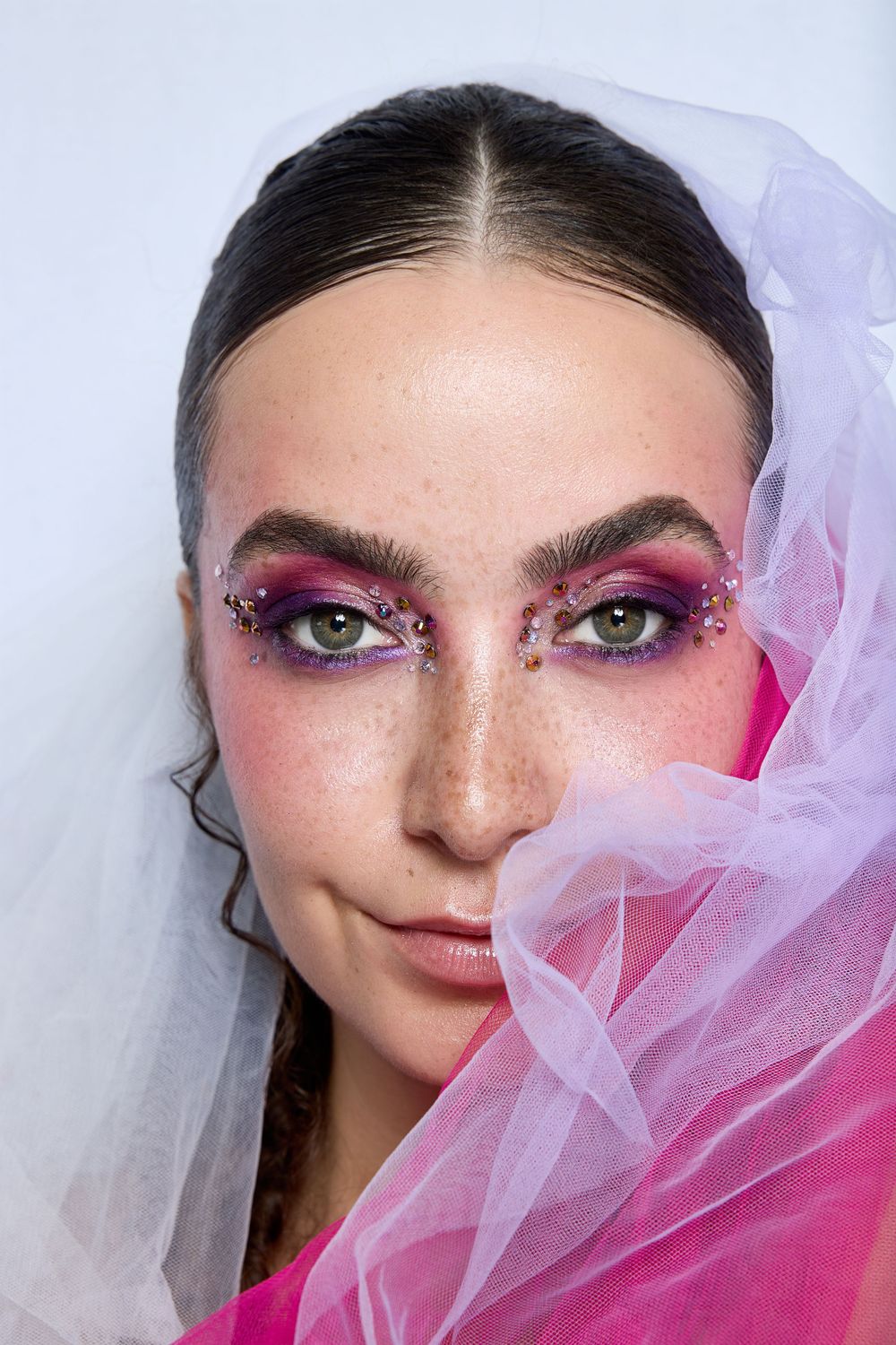 Model with bold, dramatic makeup