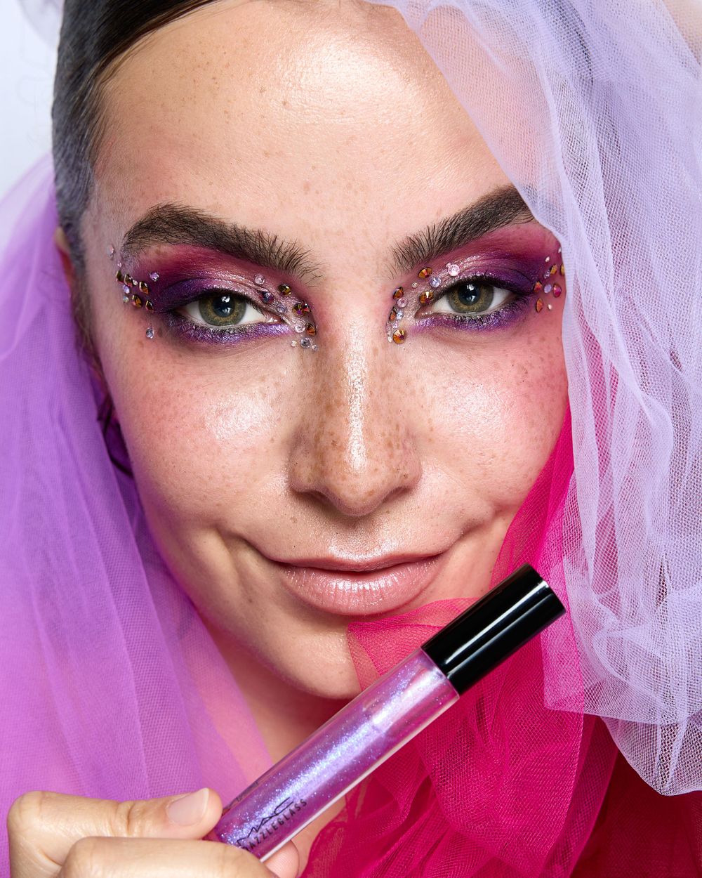 Model with bold, dramatic makeup