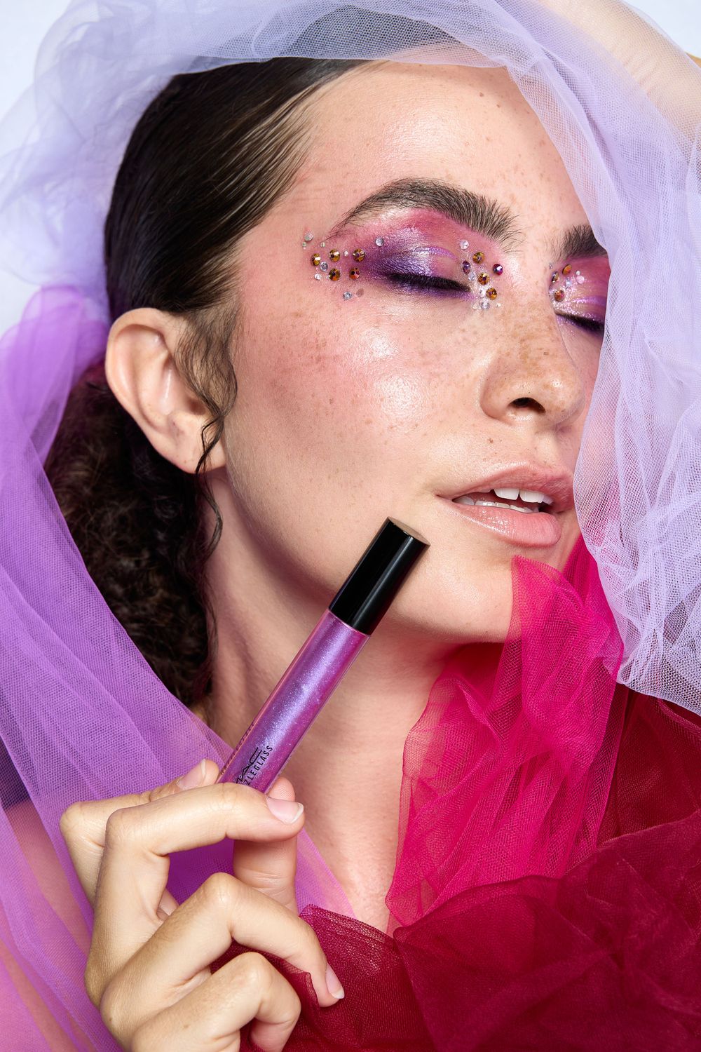 Model with bold, dramatic makeup