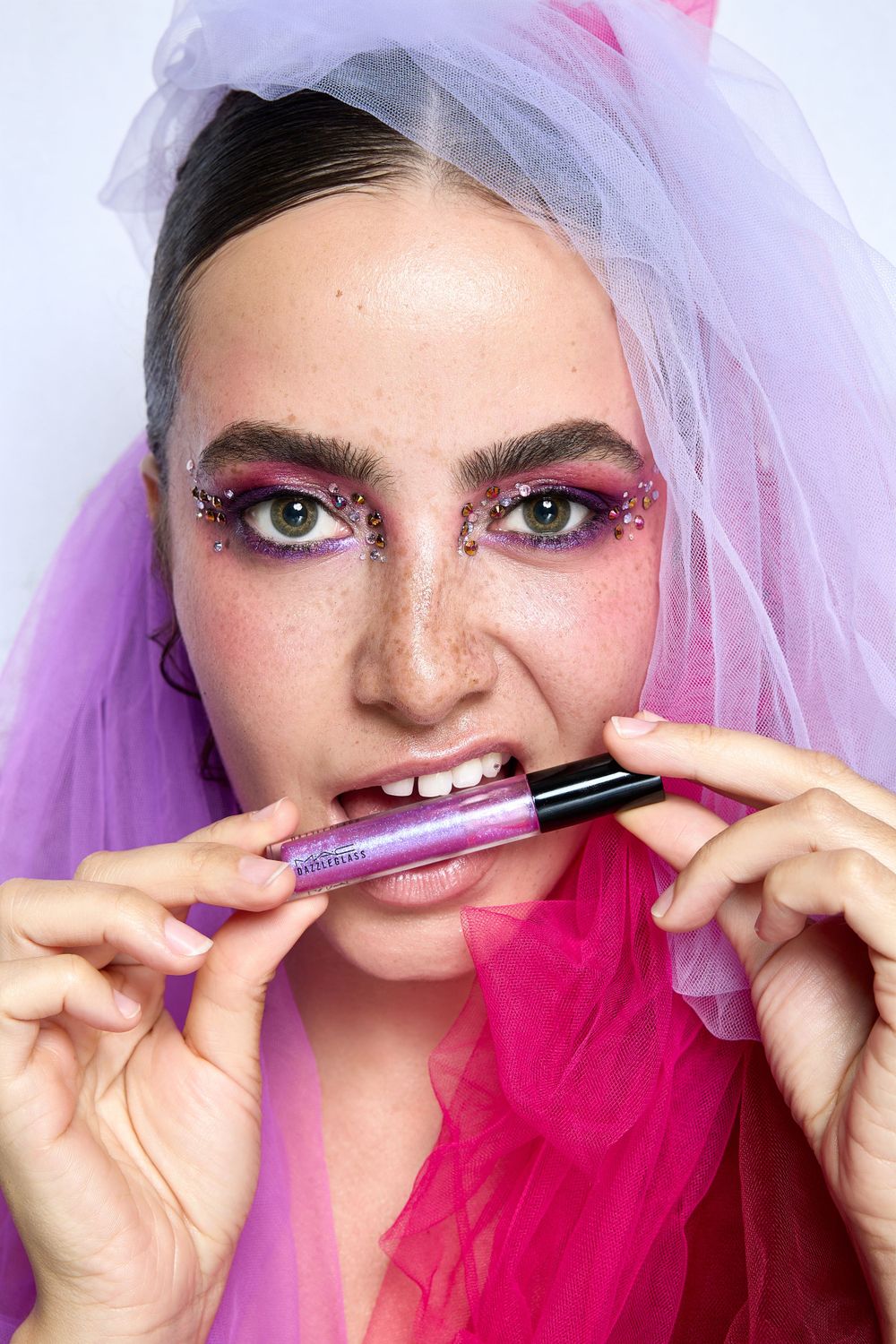 Model with bold, dramatic makeup