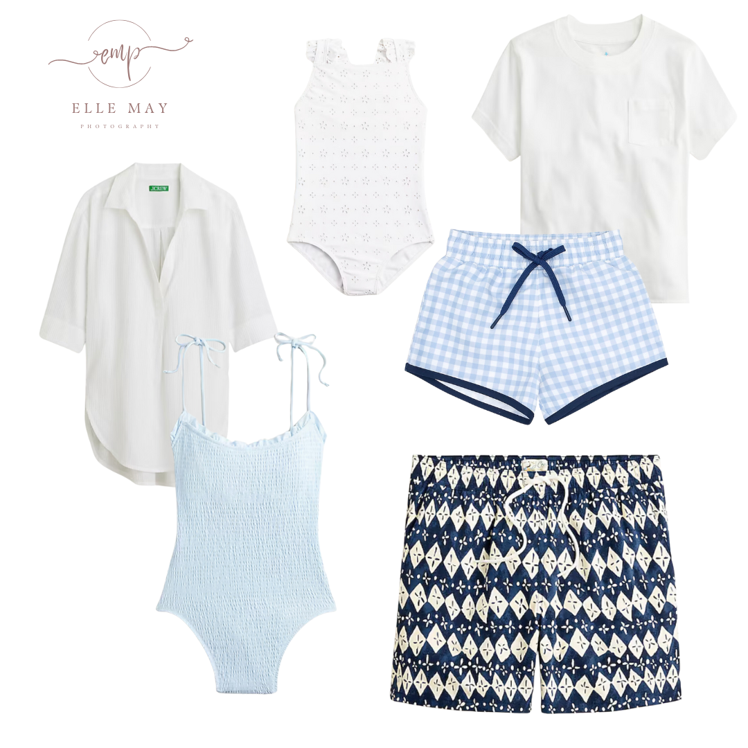 A fun poolside style board for a photo session around your backyard pool.