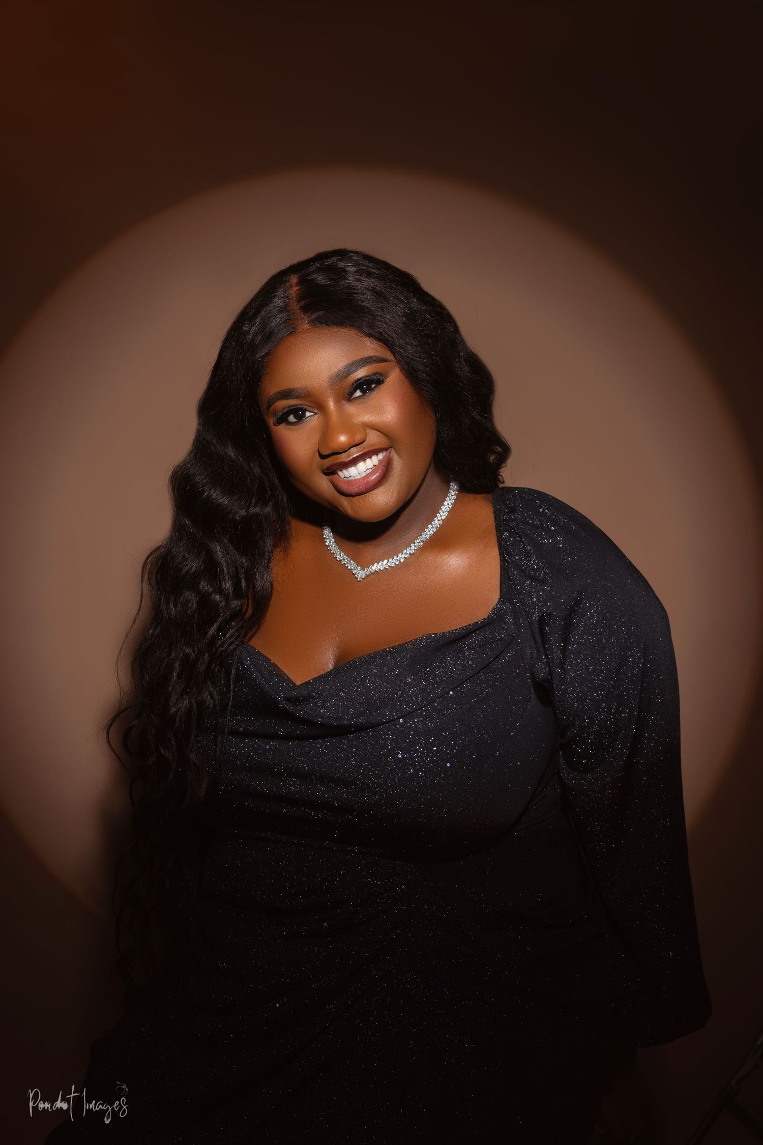 Glamorous Portrait Photography | Sparkly Black Dress & Diamond Necklace