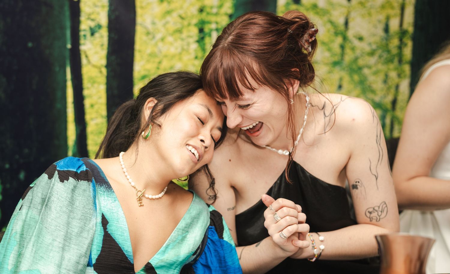 A series of romantic outdoor photos showing couples sharing intimate moments in natural settings.