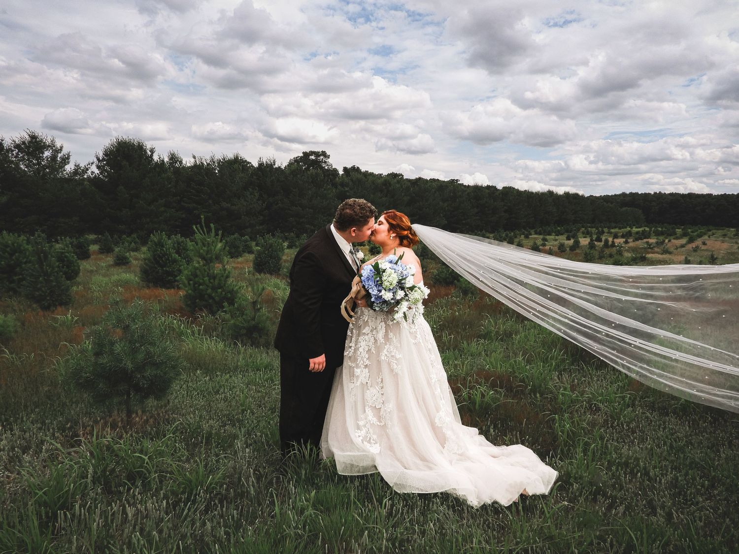 Bride and groom on their wedding day