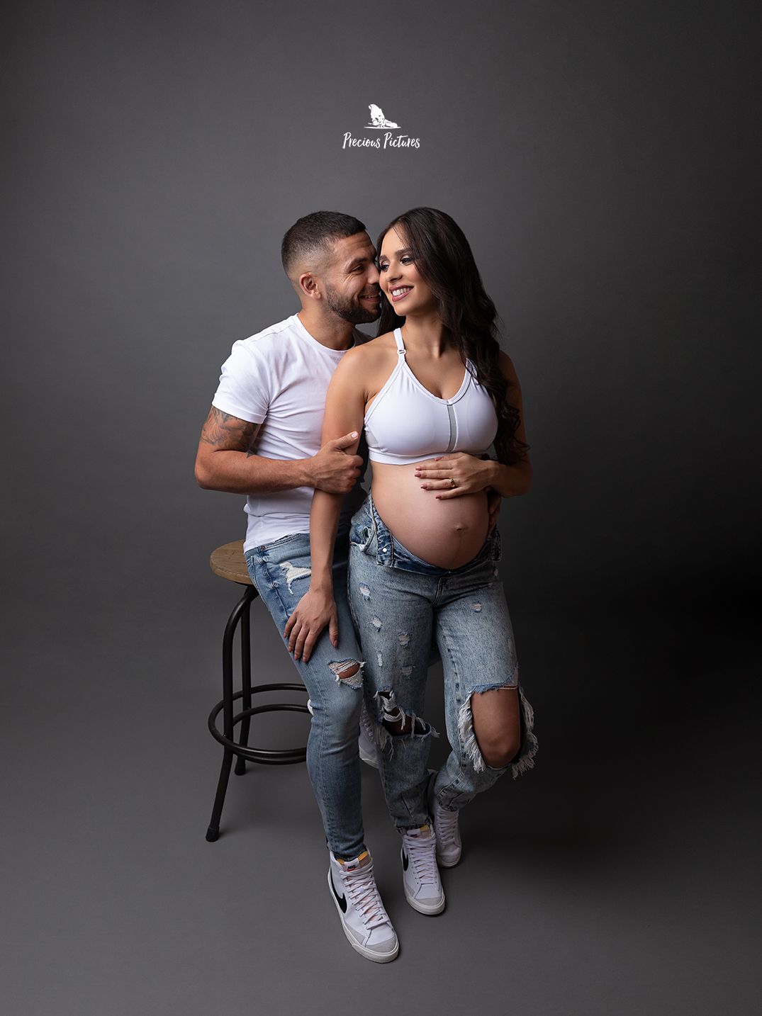 Intimate studio maternity portrait of a couple by Precious Pictures photography, Malta