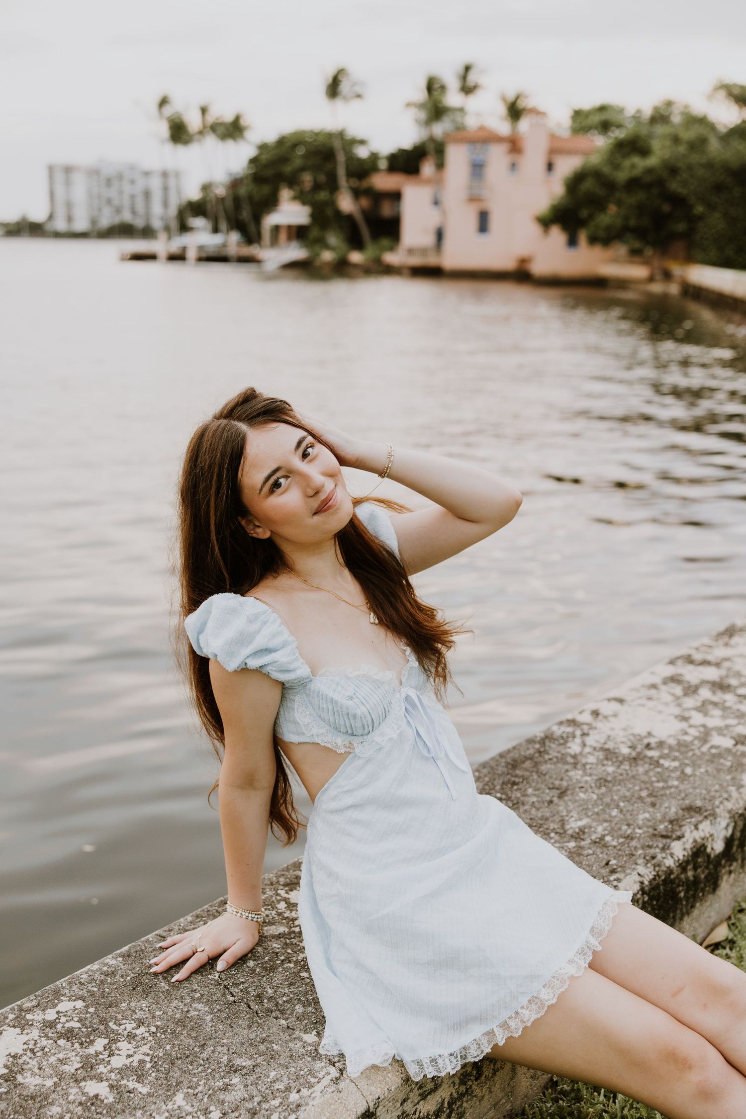 Golden hour senior session in Downtown Palm Beach, Worth Ave captured by Lindsay McDow Photography.