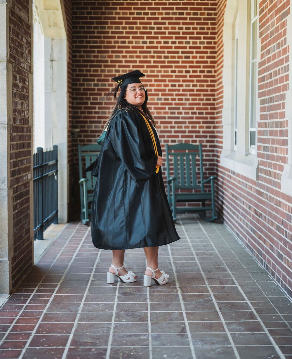Graduation photo session at Elms College