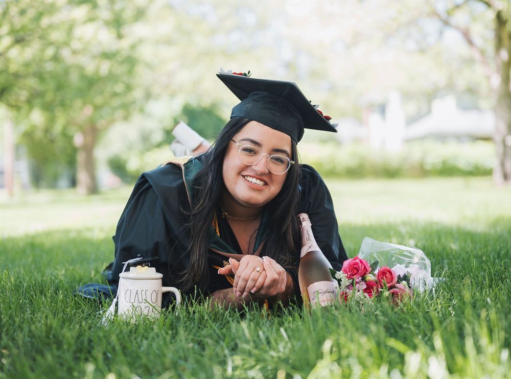 Graduation photo session at Elms College