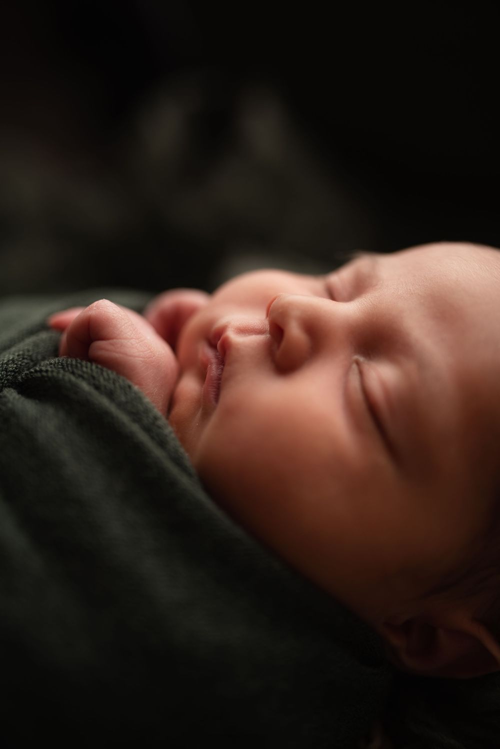 profile of newborn face.