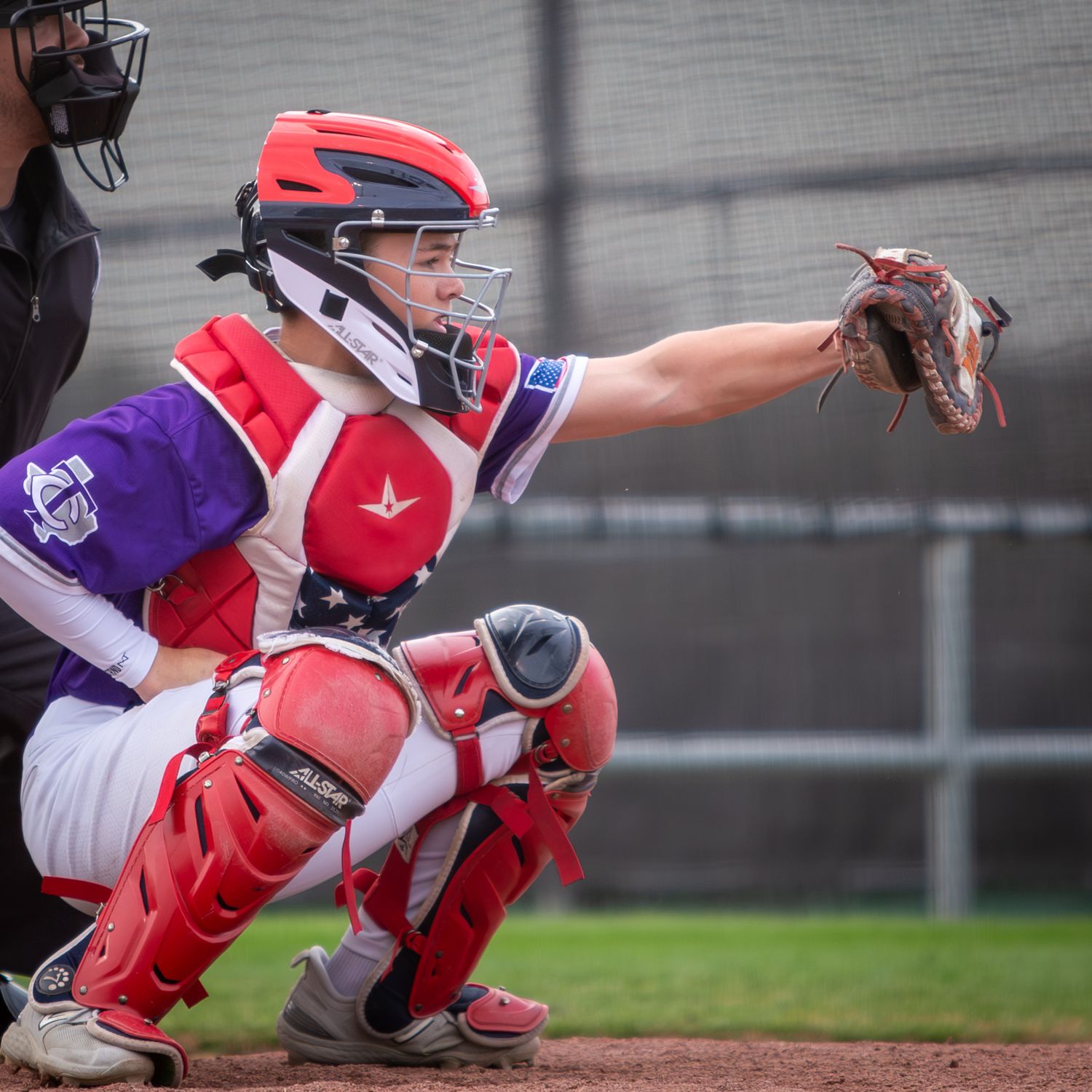 Drew Arnold Photography Highschool baseball catcher action photo
