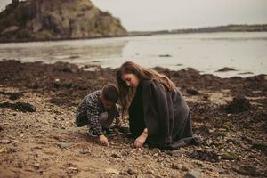 Expecting mother captured in calm and reflective moment