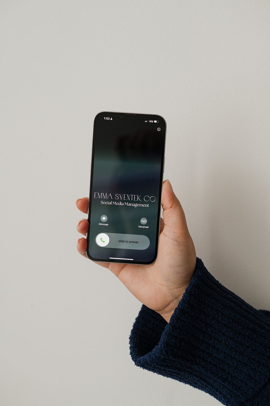 phone with emma sventek co social media management is calling