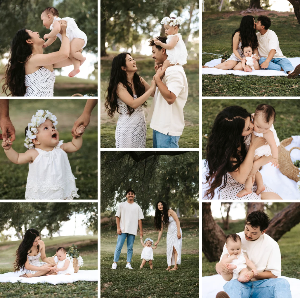 Family photoshoot at sunrise at Reid Park in Tucson, Arizona.