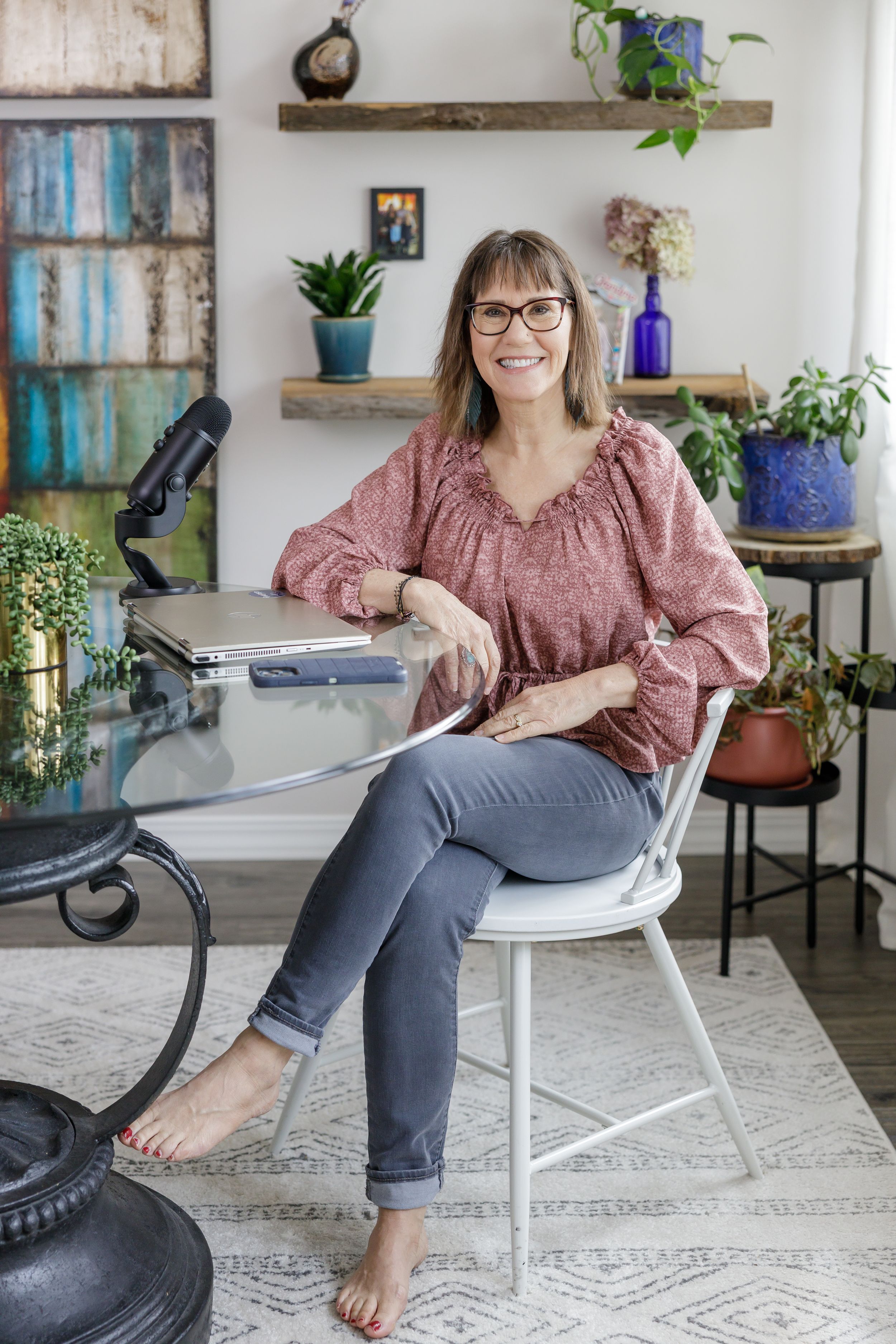 woman business owner life binge drinking coach and author lifestyle branding in Bonney Lake, WA sitting at table in home office