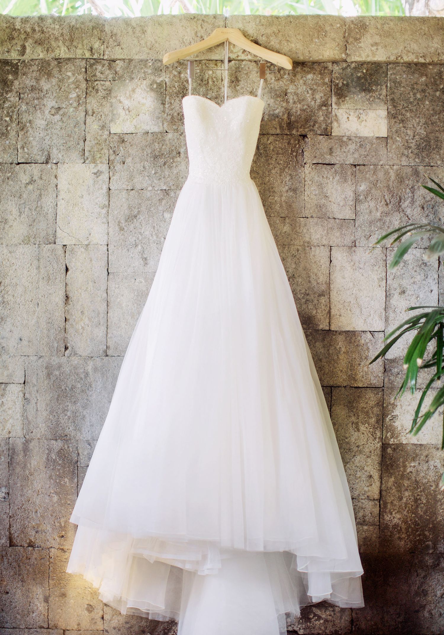 Luxury wedding dress showcased at Bulgari Resort Bali.