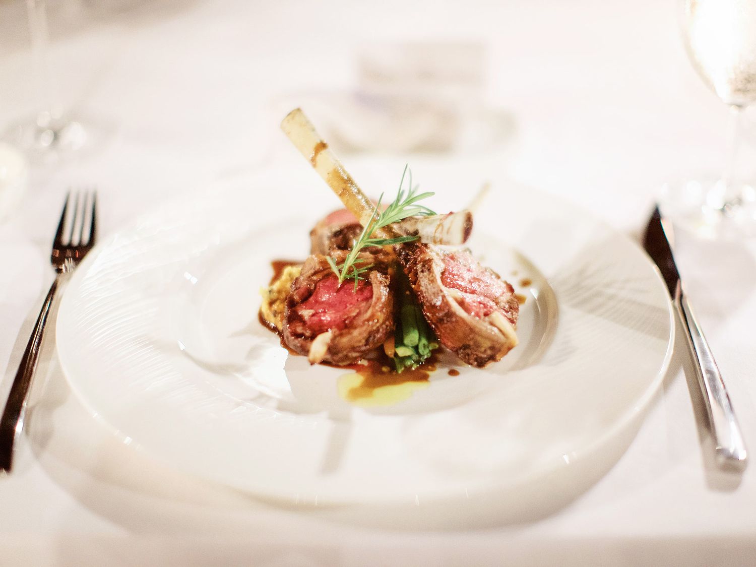 Plate with meat and vegetables, served at a wedding reception in Bulgari Resort Bali.