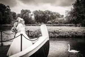 Bride and Groom on the boat at De Vere Oxford Thames