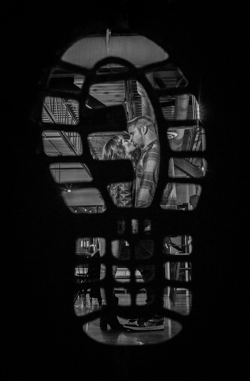 Black and white collage of wedding moments creates artistic documentary style composition.