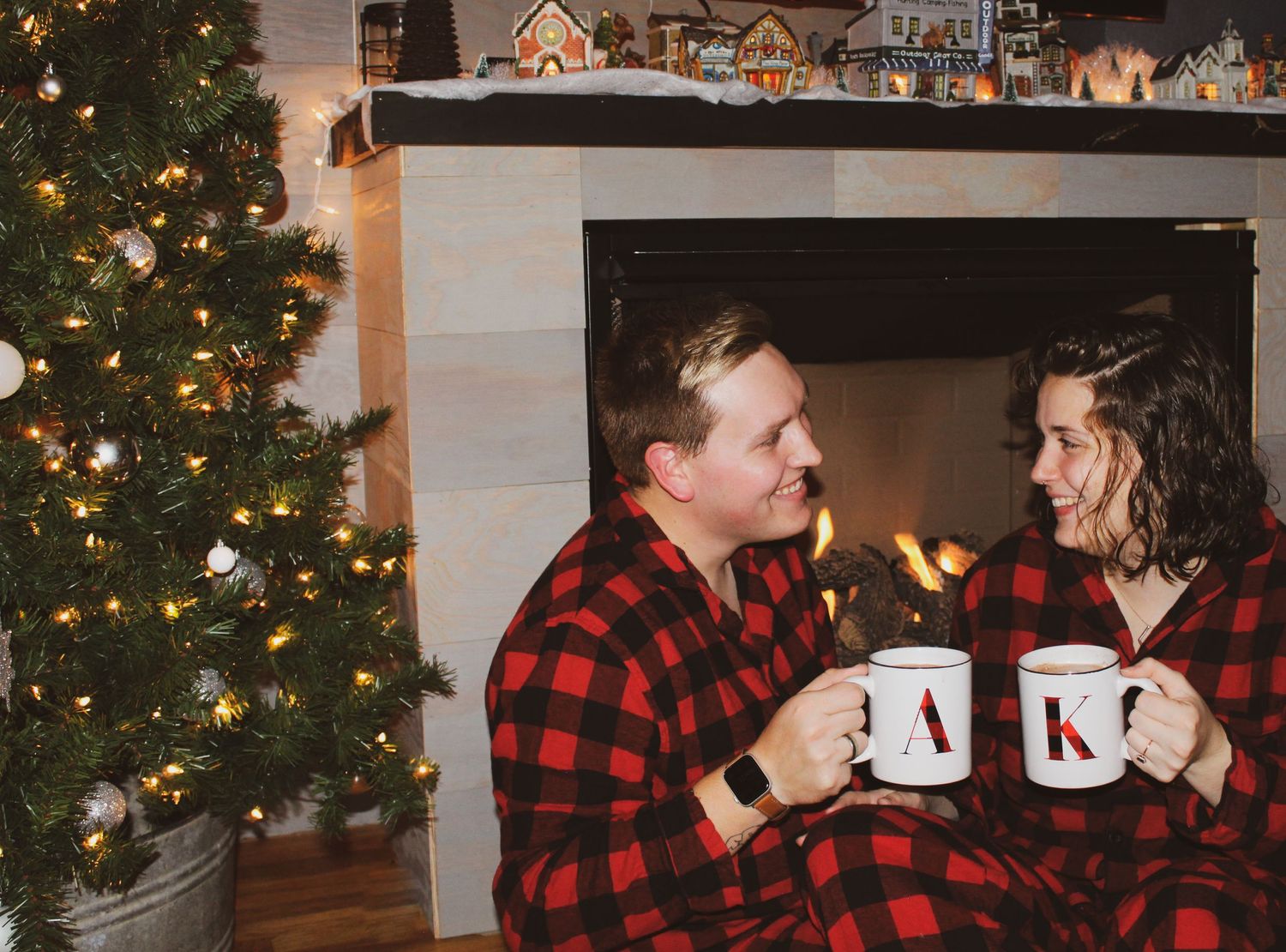 Ace and wife Katherine posing for Chrstmas Card photo