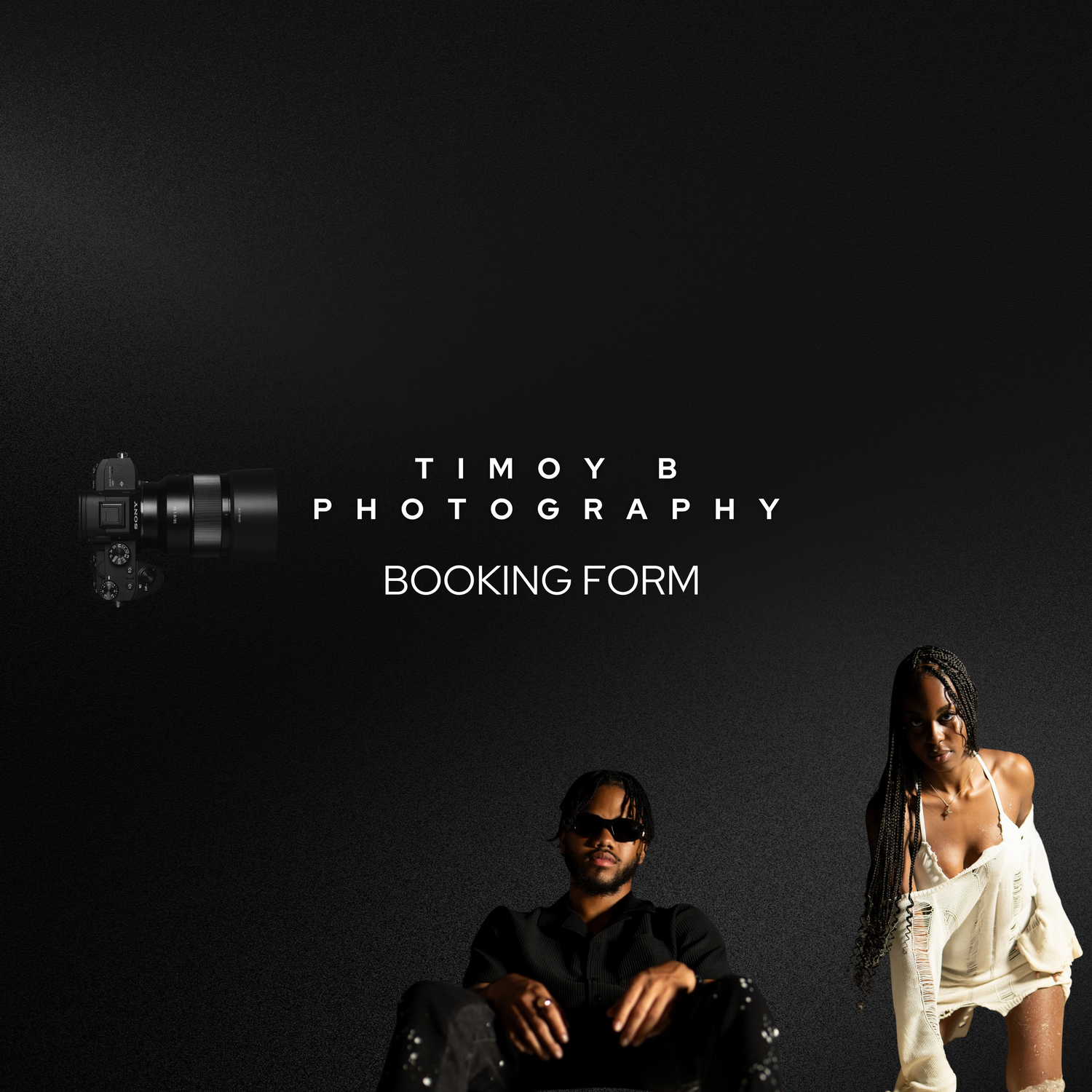 Black background brand banner — modern minimalist promotional design by Timoy B Photography.