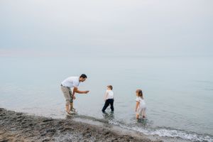 Family at the beach in Niagara, Ontario