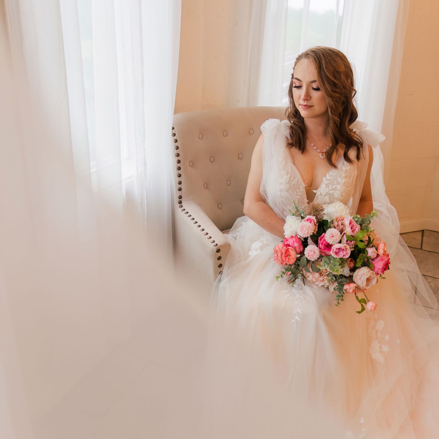 Indianapolis Indiana Wedding Photographer captures bride getting ready by Jayme Riggleman Photography at Tayvin Gardens