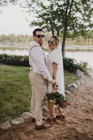 Bride and groom photos at Elopement in East Lake near Middleton in the Annapolis Valley, Nova Scotia
