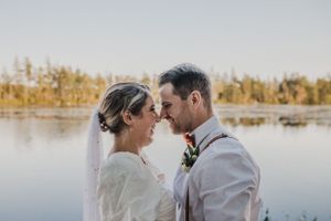 Bride and groom photos at Elopement in East Lake near Middleton in the Annapolis Valley, Nova Scotia