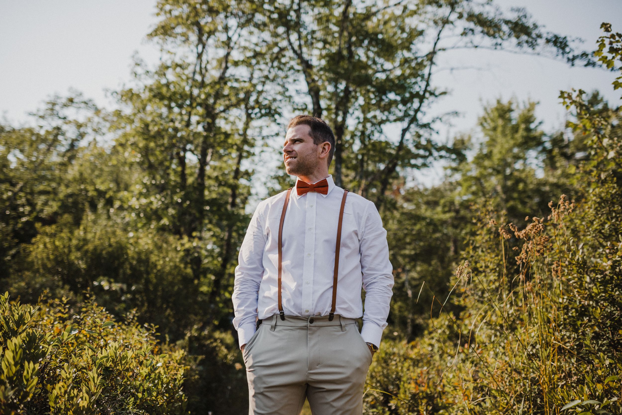 Getting ready photos at elopement in the Annapolis Valley, Nova Scotia