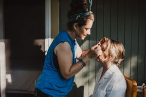 Getting ready photos at elopement in the Annapolis Valley, Nova Scotia