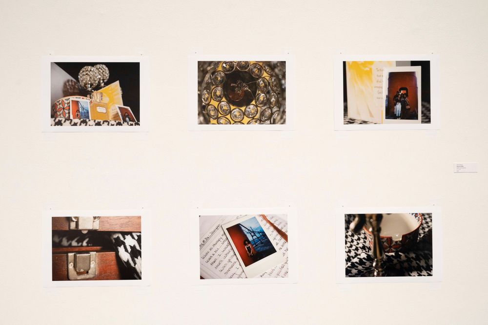 Multiple small photographs arranged in three rows showing urban scenes and details.