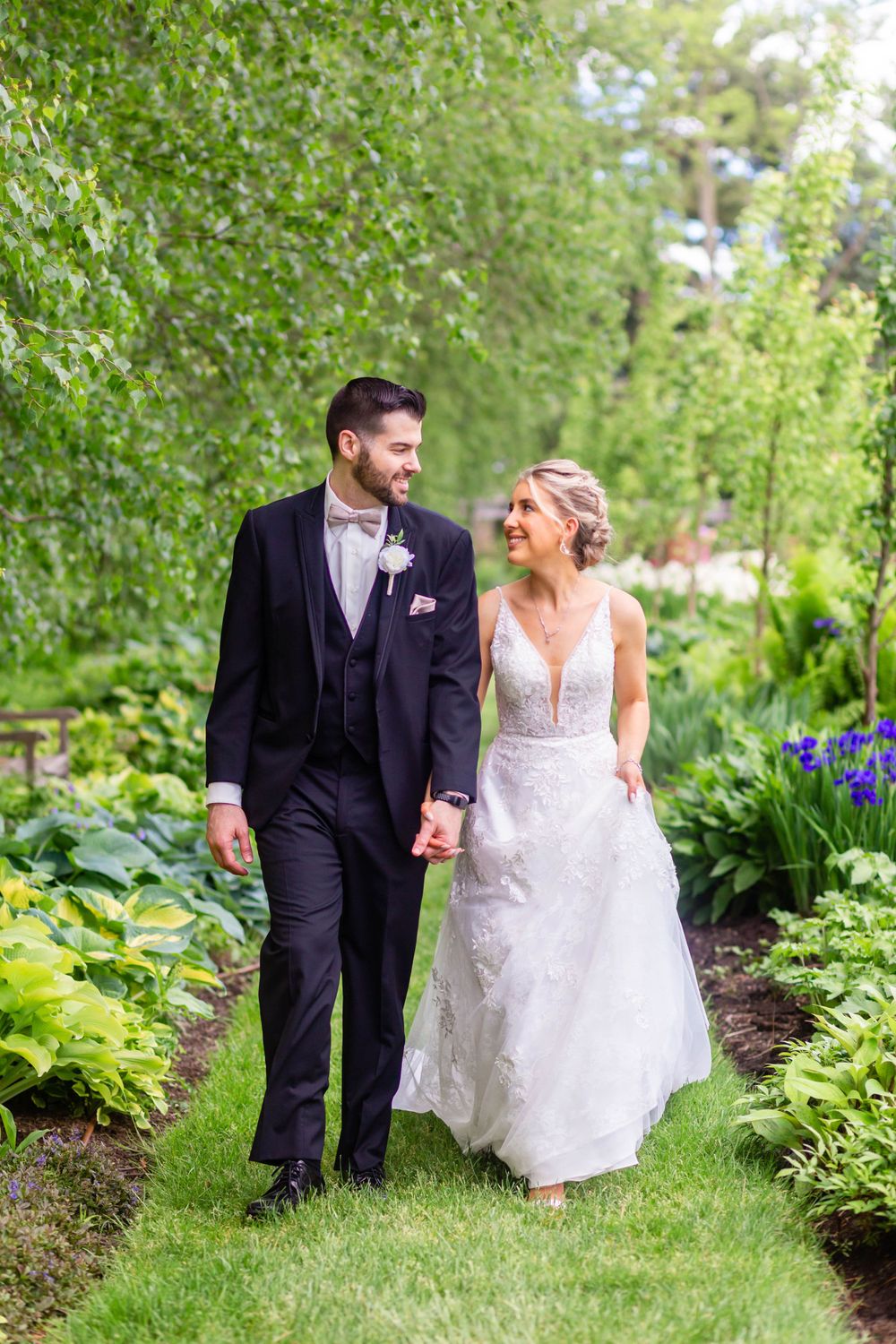bride and groom on wedding day in cleveland ohio