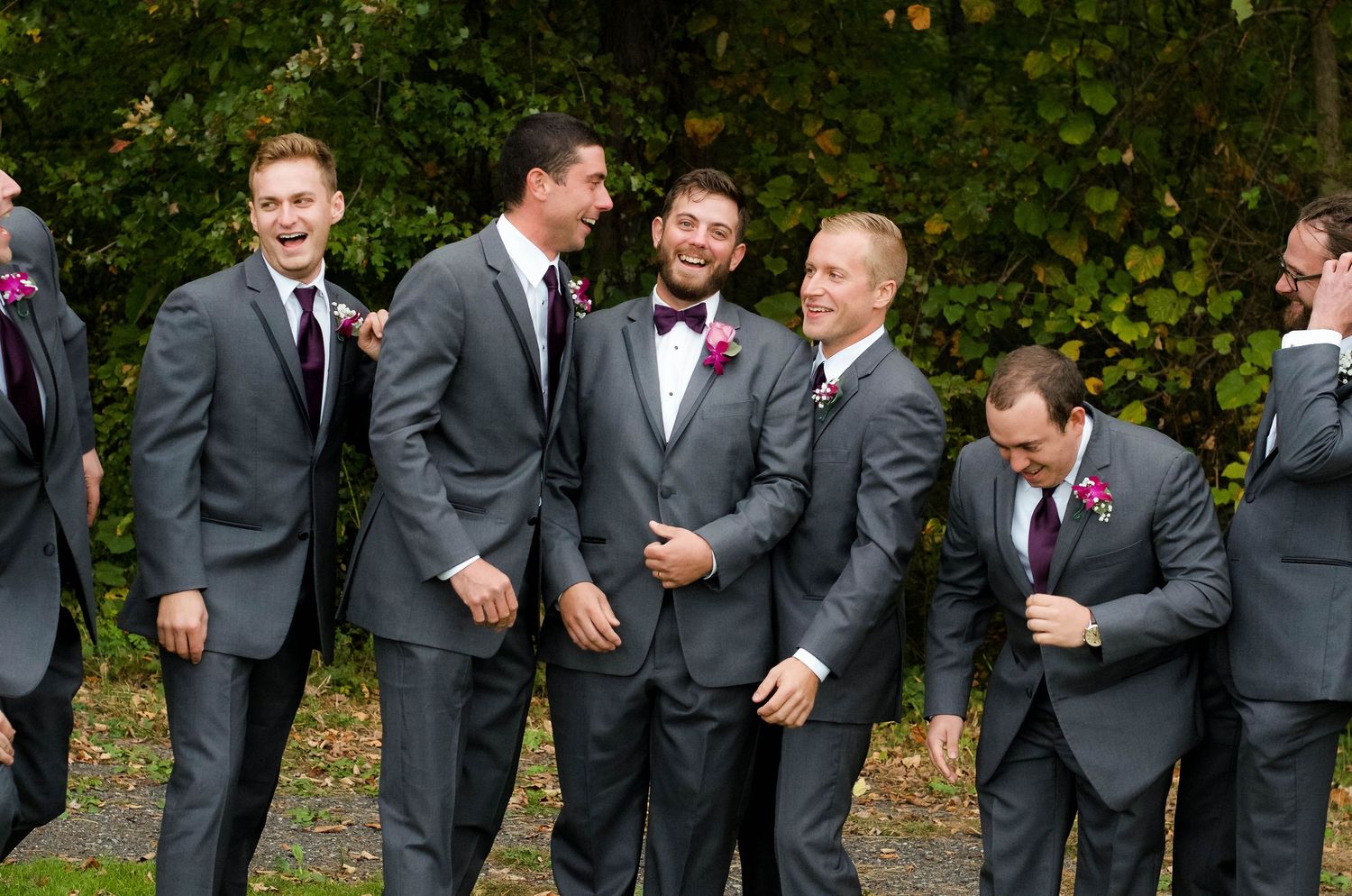 Groomsmen laughing candid wedding formal picture Snohomish County wedding venue. PNW wedding photography by Filling the Frame Photography