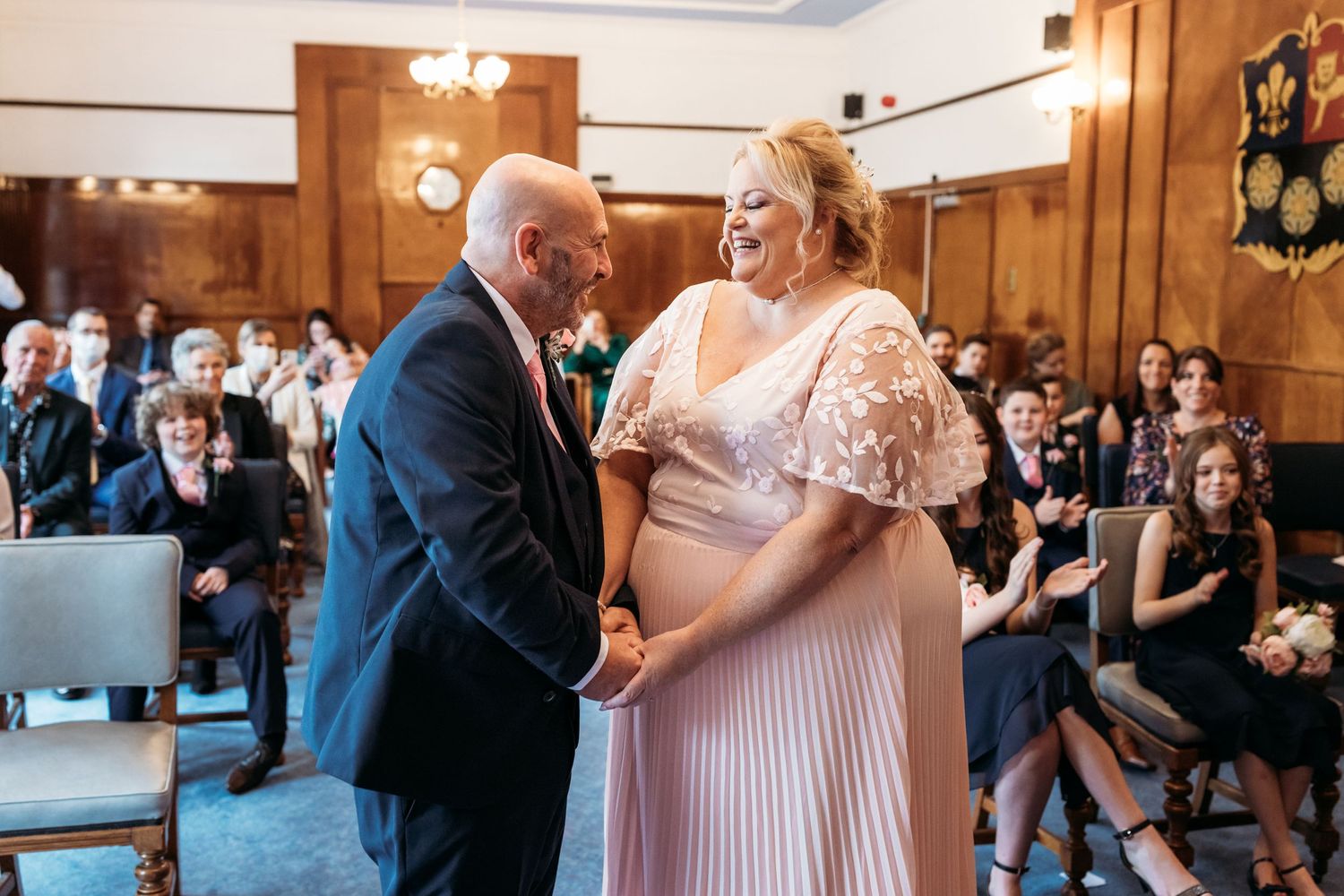 Mr and Mrs giggling in ceremony, Liverpool Wedding