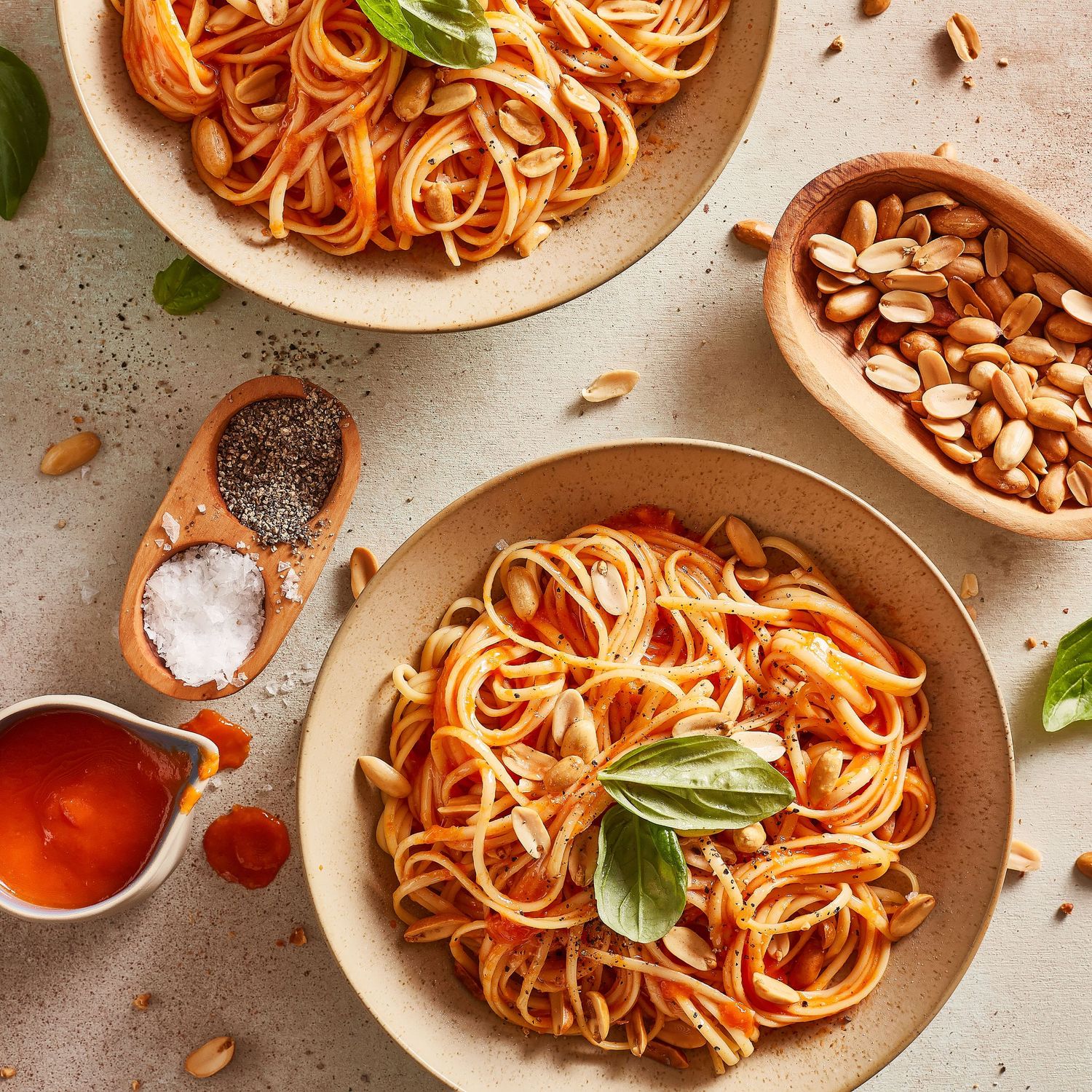 Vegan Roasted Pepper Pasta - Menu Shoot