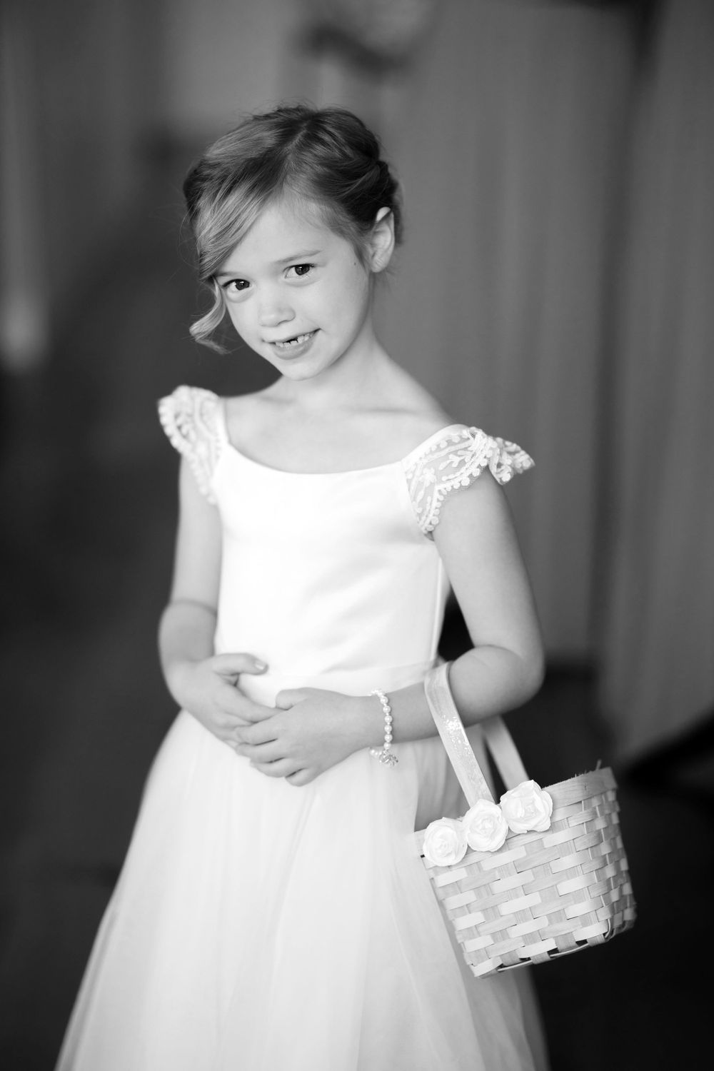 Flower girl on wedding day at Jorgensen Farms in Westerville, Ohio.