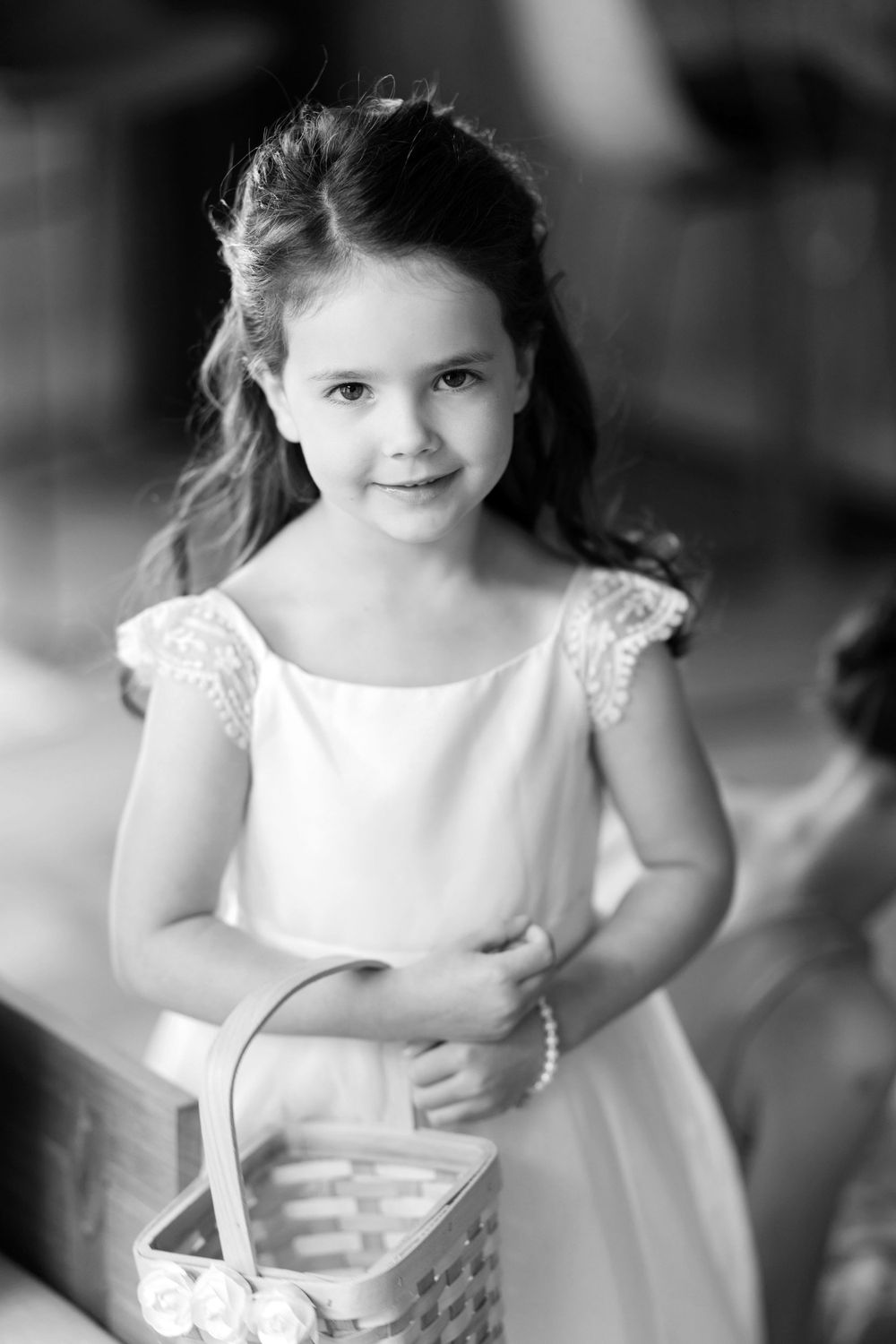 Flower girl on wedding day at Jorgensen Farms in Westerville, Ohio.