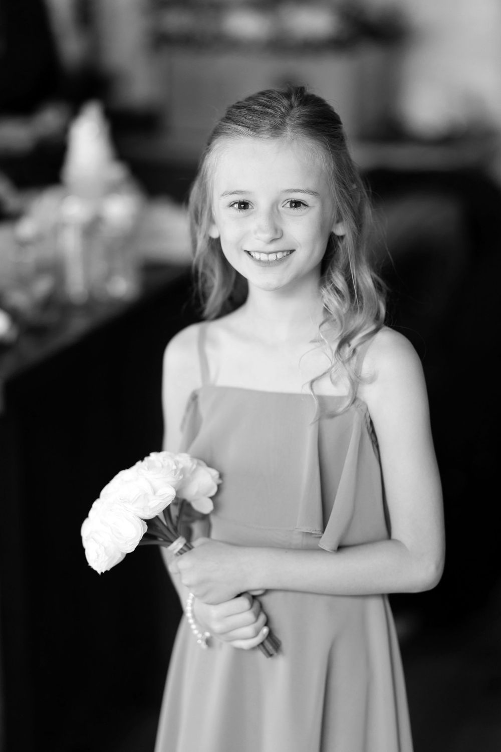 Flower girl on wedding day at Jorgensen Farms in Westerville, Ohio.