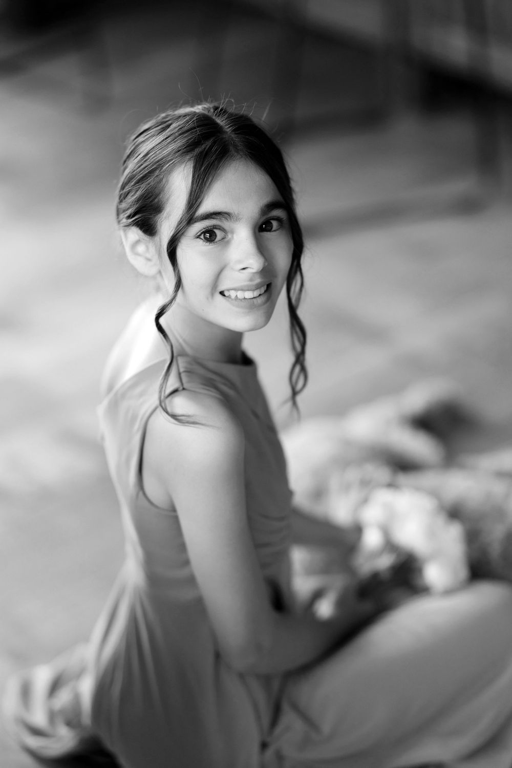 Flower girl on wedding day at Jorgensen Farms in Westerville, Ohio.