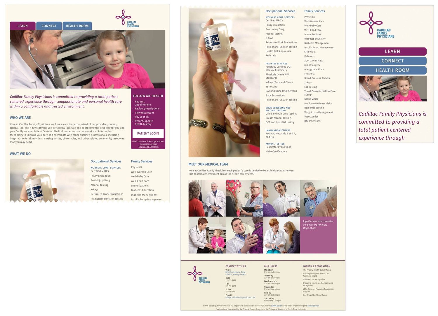 Cadillac Family Physicians web experience