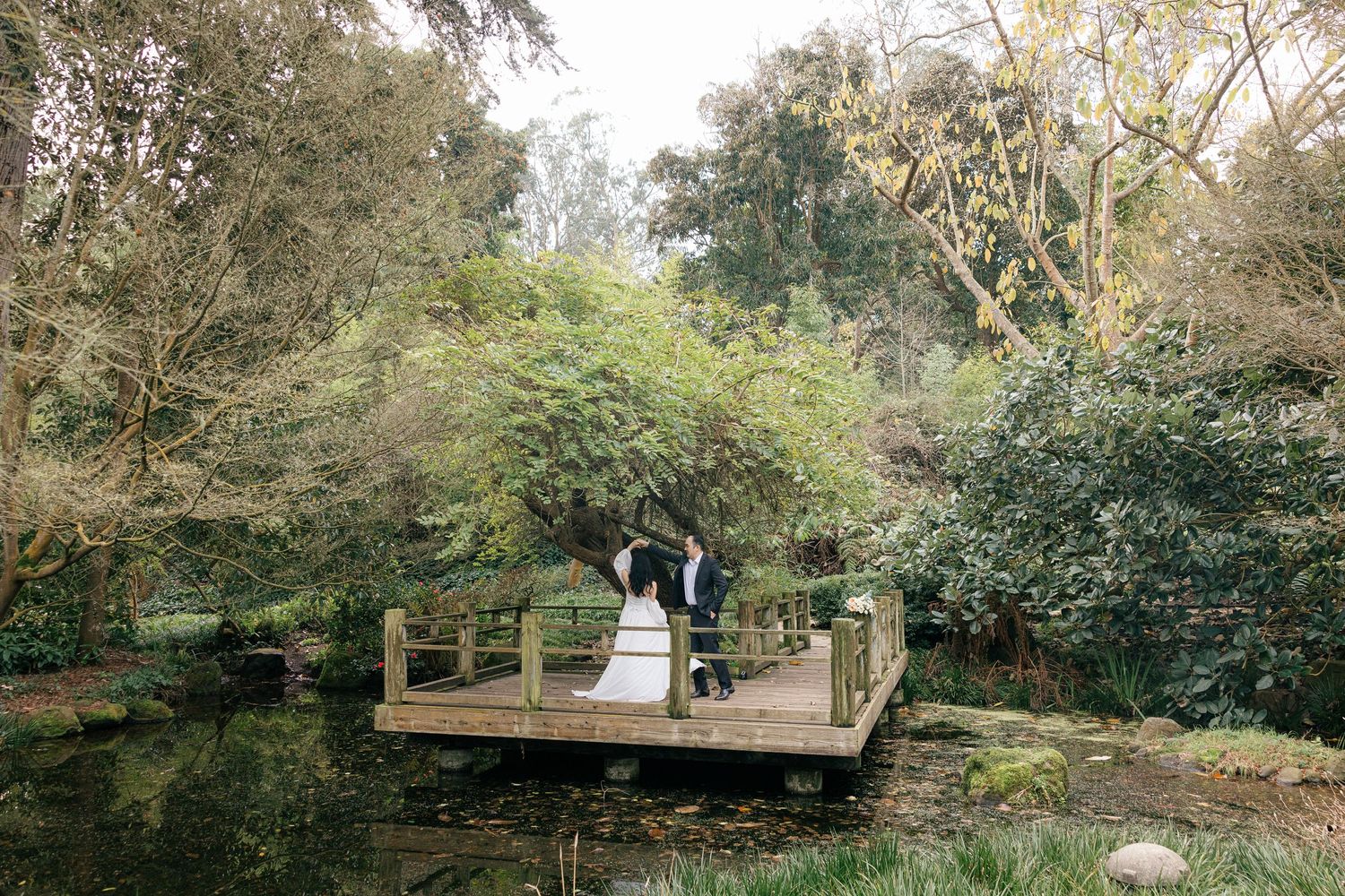 Bride and groom portraits at The Botanical Gardens in Golden Gate Park