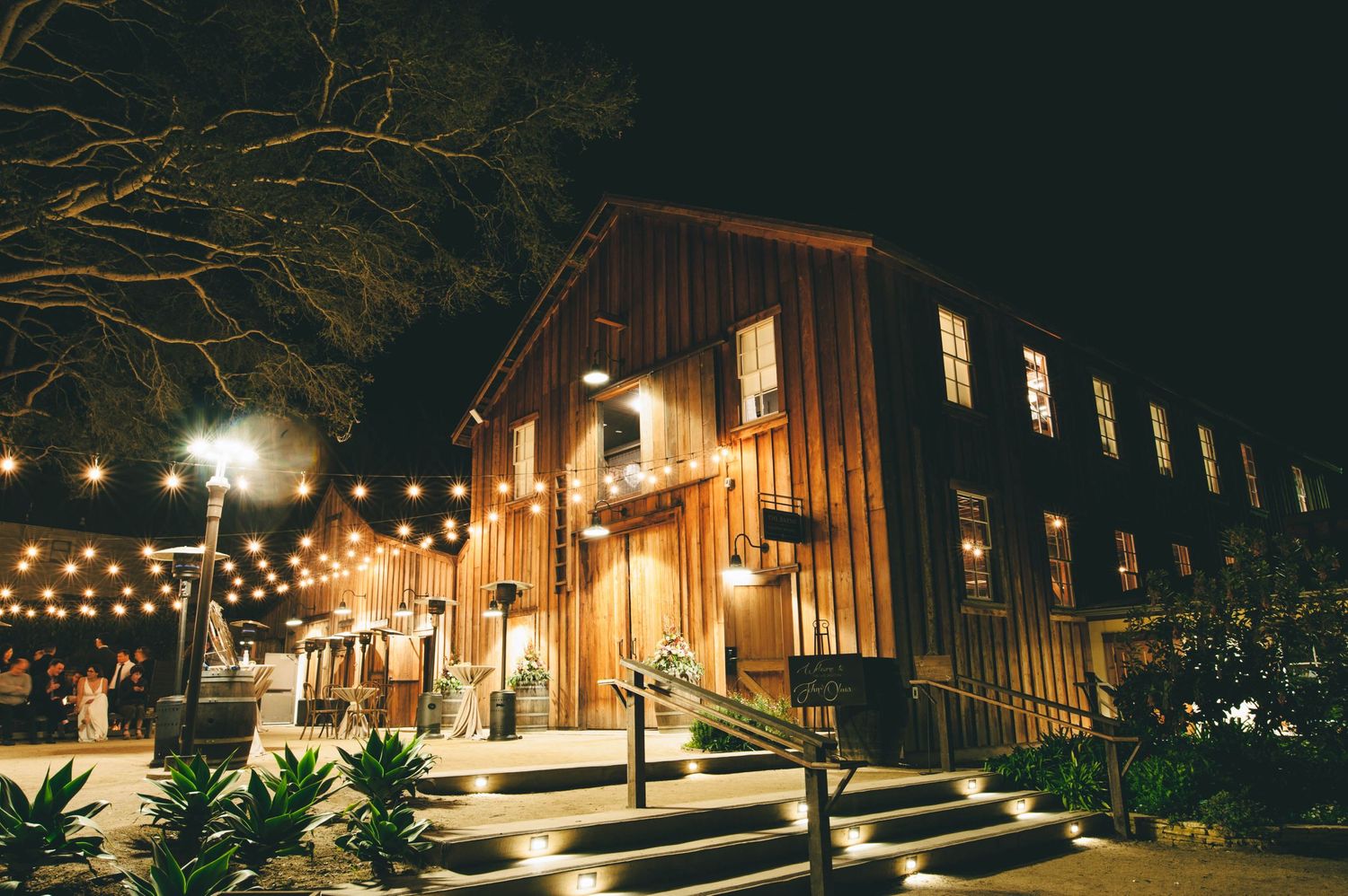 The Barns at cooper molera in Monterey outside at night.