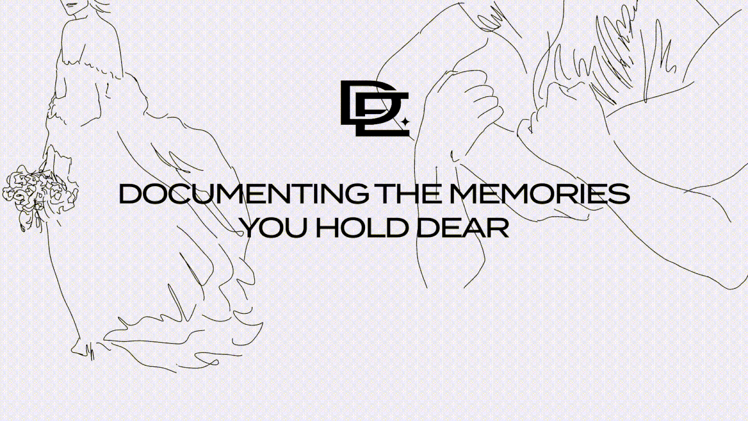 Black and white logo design showing text 'Documenting the memories you hold dear' with artistic line drawings.